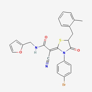 molecular formula C25H20BrN3O3S B7733465 (2Z)-2-[3-(4-bromophenyl)-5-[(2-methylphenyl)methyl]-4-oxo-1,3-thiazolidin-2-ylidene]-2-cyano-N-(furan-2-ylmethyl)acetamide 