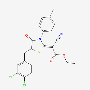 molecular formula C22H18Cl2N2O3S B7733478 ethyl (2Z)-cyano[5-(3,4-dichlorobenzyl)-3-(4-methylphenyl)-4-oxo-1,3-thiazolidin-2-ylidene]ethanoate 