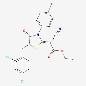 (Z)-ethyl 2-cyano-2-(5-(2,4-dichlorobenzyl)-3-(4-fluorophenyl)-4-oxothiazolidin-2-ylidene)acetate