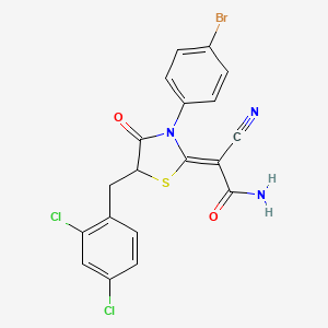 molecular formula C19H12BrCl2N3O2S B7733524 (2Z)-2-[3-(4-bromophenyl)-5-(2,4-dichlorobenzyl)-4-oxo-1,3-thiazolidin-2-ylidene]-2-cyanoethanamide 