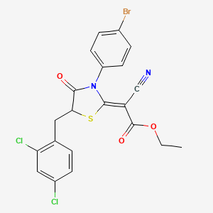 ethyl (2Z)-2-[3-(4-bromophenyl)-5-[(2,4-dichlorophenyl)methyl]-4-oxo-1,3-thiazolidin-2-ylidene]-2-cyanoacetate
