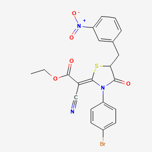 ethyl (2Z)-2-[3-(4-bromophenyl)-5-[(3-nitrophenyl)methyl]-4-oxo-1,3-thiazolidin-2-ylidene]-2-cyanoacetate