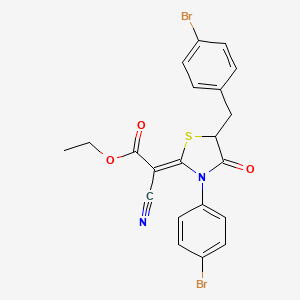 molecular formula C21H16Br2N2O3S B7733538 ethyl (2Z)-2-[3-(4-bromophenyl)-5-[(4-bromophenyl)methyl]-4-oxo-1,3-thiazolidin-2-ylidene]-2-cyanoacetate 
