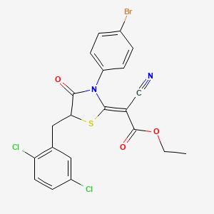 ethyl (2Z)-2-[3-(4-bromophenyl)-5-[(2,5-dichlorophenyl)methyl]-4-oxo-1,3-thiazolidin-2-ylidene]-2-cyanoacetate
