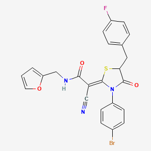 molecular formula C24H17BrFN3O3S B7733550 (2Z)-2-[3-(4-bromophenyl)-5-[(4-fluorophenyl)methyl]-4-oxo-1,3-thiazolidin-2-ylidene]-2-cyano-N-(furan-2-ylmethyl)acetamide 