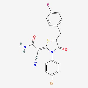 molecular formula C19H13BrFN3O2S B7733553 (2Z)-2-[3-(4-bromophenyl)-5-(4-fluorobenzyl)-4-oxo-1,3-thiazolidin-2-ylidene]-2-cyanoethanamide 