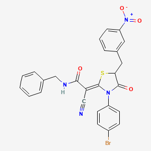 (2Z)-N-benzyl-2-[3-(4-bromophenyl)-5-[(3-nitrophenyl)methyl]-4-oxo-1,3-thiazolidin-2-ylidene]-2-cyanoacetamide