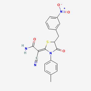 molecular formula C20H16N4O4S B7733566 (2Z)-2-cyano-2-[3-(4-methylphenyl)-5-(3-nitrobenzyl)-4-oxo-1,3-thiazolidin-2-ylidene]ethanamide 