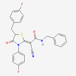 (2Z)-N-benzyl-2-cyano-2-[5-(4-fluorobenzyl)-3-(4-fluorophenyl)-4-oxo-1,3-thiazolidin-2-ylidene]ethanamide