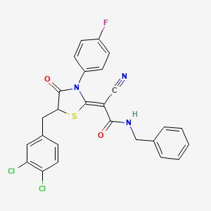 molecular formula C26H18Cl2FN3O2S B7733605 (2Z)-N-benzyl-2-cyano-2-[5-[(3,4-dichlorophenyl)methyl]-3-(4-fluorophenyl)-4-oxo-1,3-thiazolidin-2-ylidene]acetamide 