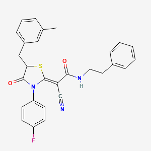 molecular formula C28H24FN3O2S B7733606 (2Z)-2-cyano-2-[3-(4-fluorophenyl)-5-(3-methylbenzyl)-4-oxo-1,3-thiazolidin-2-ylidene]-N-(2-phenylethyl)ethanamide 