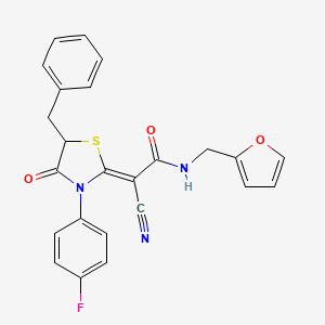molecular formula C24H18FN3O3S B7733625 (2Z)-2-[5-benzyl-3-(4-fluorophenyl)-4-oxo-1,3-thiazolidin-2-ylidene]-2-cyano-N-(furan-2-ylmethyl)ethanamide 
