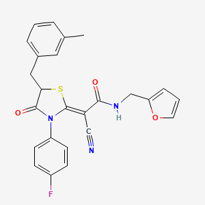 (2Z)-2-cyano-2-[3-(4-fluorophenyl)-5-(3-methylbenzyl)-4-oxo-1,3-thiazolidin-2-ylidene]-N-(furan-2-ylmethyl)ethanamide