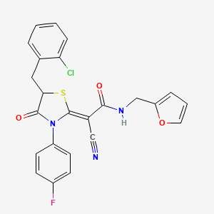 molecular formula C24H17ClFN3O3S B7733637 (2Z)-2-[5-(2-chlorobenzyl)-3-(4-fluorophenyl)-4-oxo-1,3-thiazolidin-2-ylidene]-2-cyano-N-(furan-2-ylmethyl)ethanamide 