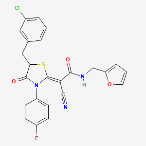 molecular formula C24H17ClFN3O3S B7733638 (2Z)-2-[5-(3-chlorobenzyl)-3-(4-fluorophenyl)-4-oxo-1,3-thiazolidin-2-ylidene]-2-cyano-N-(furan-2-ylmethyl)ethanamide 