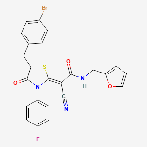 (2Z)-2-[5-[(4-bromophenyl)methyl]-3-(4-fluorophenyl)-4-oxo-1,3-thiazolidin-2-ylidene]-2-cyano-N-(furan-2-ylmethyl)acetamide
