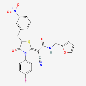 (2Z)-2-cyano-2-[3-(4-fluorophenyl)-5-(3-nitrobenzyl)-4-oxo-1,3-thiazolidin-2-ylidene]-N-(furan-2-ylmethyl)ethanamide