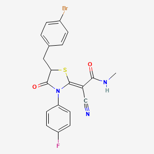 molecular formula C20H15BrFN3O2S B7733666 (2Z)-2-[5-(4-bromobenzyl)-3-(4-fluorophenyl)-4-oxo-1,3-thiazolidin-2-ylidene]-2-cyano-N-methylethanamide 