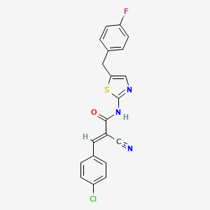 molecular formula C20H13ClFN3OS B7733681 (2E)-3-(4-chlorophenyl)-2-cyano-N-[5-(4-fluorobenzyl)-1,3-thiazol-2-yl]prop-2-enamide 