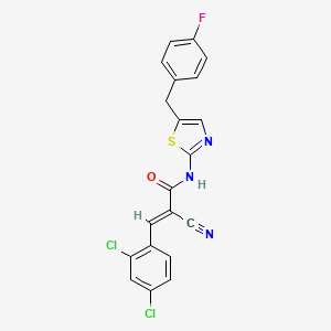 molecular formula C20H12Cl2FN3OS B7733695 (2E)-2-cyano-3-(2,4-dichlorophenyl)-N-[5-(4-fluorobenzyl)-1,3-thiazol-2-yl]prop-2-enamide 