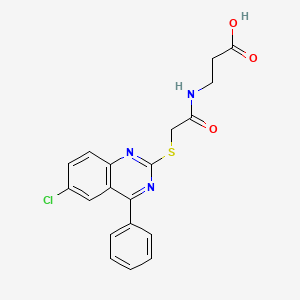 molecular formula C19H16ClN3O3S B7733738 N-{[(6-chloro-4-phenylquinazolin-2-yl)sulfanyl]acetyl}-beta-alanine 