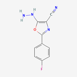 molecular formula C10H7FN4O B7733762 2-(4-Fluorophenyl)-5-hydrazinyl-1,3-oxazole-4-carbonitrile 