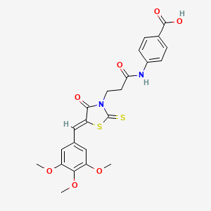 4-[3-[(5Z)-4-oxo-2-thioxo-5-[(3,4,5-trimethoxyphenyl)methylene]thiazolidin-3-yl]propanoylamino]benzoic acid