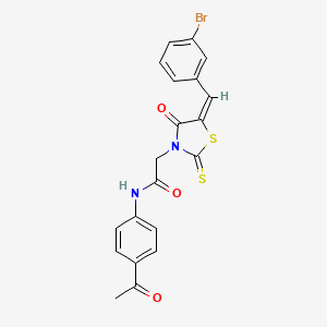 molecular formula C20H15BrN2O3S2 B7733830 N-(4-acetylphenyl)-2-[(5E)-5-(3-bromobenzylidene)-4-oxo-2-thioxo-1,3-thiazolidin-3-yl]acetamide 