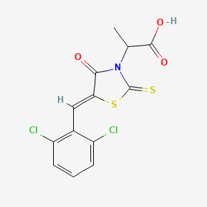 molecular formula C13H9Cl2NO3S2 B7733849 2-[(5Z)-5-[(2,6-dichlorophenyl)methylidene]-4-oxo-2-sulfanylidene-1,3-thiazolidin-3-yl]propanoic acid 