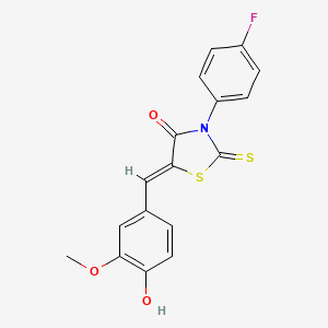 molecular formula C17H12FNO3S2 B7733863 (5Z)-3-(4-fluorophenyl)-5-(4-hydroxy-3-methoxybenzylidene)-2-thioxo-1,3-thiazolidin-4-one 