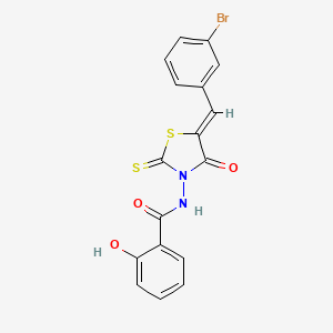 molecular formula C17H11BrN2O3S2 B7733866 N-[(5Z)-5-(3-bromobenzylidene)-4-oxo-2-thioxo-1,3-thiazolidin-3-yl]-2-hydroxybenzamide 