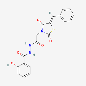 molecular formula C19H15N3O5S B7733877 N'-[(5-benzylidene-2,4-dioxo-1,3-thiazolidin-3-yl)acetyl]-2-hydroxybenzohydrazide 