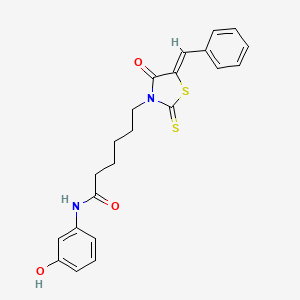 molecular formula C22H22N2O3S2 B7733879 6-[(5Z)-5-benzylidene-4-oxo-2-thioxo-1,3-thiazolidin-3-yl]-N-(3-hydroxyphenyl)hexanamide 