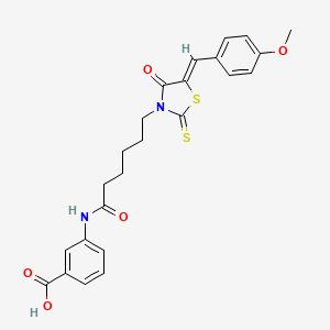 molecular formula C24H24N2O5S2 B7733896 3-({6-[(5Z)-5-(4-methoxybenzylidene)-4-oxo-2-thioxo-1,3-thiazolidin-3-yl]hexanoyl}amino)benzoic acid 