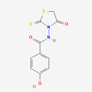 molecular formula C10H8N2O3S2 B7733907 4-Hydroxy-N-(4-oxo-2-sulfanylidene-1,3-thiazolidin-3-YL)benzamide 