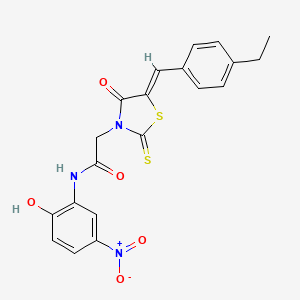molecular formula C20H17N3O5S2 B7733946 2-[(5Z)-5-(4-ethylbenzylidene)-4-oxo-2-thioxo-1,3-thiazolidin-3-yl]-N-(2-hydroxy-5-nitrophenyl)acetamide 