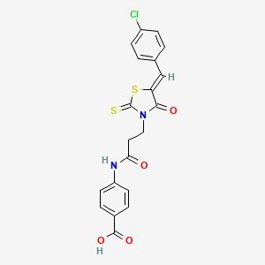 4-({3-[(5Z)-5-(4-chlorobenzylidene)-4-oxo-2-thioxo-1,3-thiazolidin-3-yl]propanoyl}amino)benzoic acid