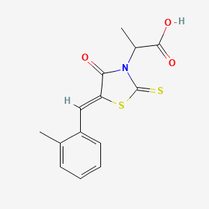 molecular formula C14H13NO3S2 B7733999 2-[(5Z)-5-[(2-methylphenyl)methylidene]-4-oxo-2-sulfanylidene-1,3-thiazolidin-3-yl]propanoic acid 
