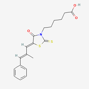 6-{(5Z)-5-[(2E)-2-methyl-3-phenylprop-2-en-1-ylidene]-4-oxo-2-thioxo-1,3-thiazolidin-3-yl}hexanoic acid