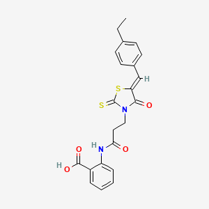 molecular formula C22H20N2O4S2 B7734024 2-({3-[(5Z)-5-(4-ethylbenzylidene)-4-oxo-2-thioxo-1,3-thiazolidin-3-yl]propanoyl}amino)benzoic acid 