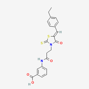 molecular formula C22H20N2O4S2 B7734025 3-({3-[(5Z)-5-(4-ethylbenzylidene)-4-oxo-2-thioxo-1,3-thiazolidin-3-yl]propanoyl}amino)benzoic acid 