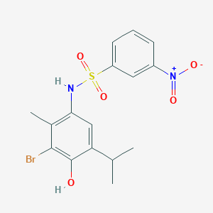 molecular formula C16H17BrN2O5S B7734266 N-[3-bromo-4-hydroxy-2-methyl-5-(propan-2-yl)phenyl]-3-nitrobenzenesulfonamide 