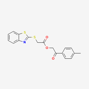 molecular formula C18H15NO3S2 B7734270 [2-(4-Methylphenyl)-2-oxoethyl] 2-(1,3-benzothiazol-2-ylsulfanyl)acetate 
