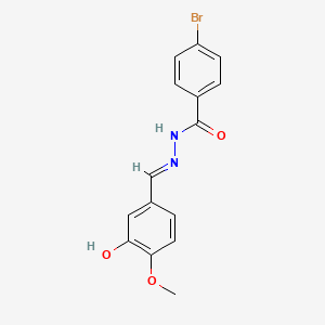 molecular formula C15H13BrN2O3 B7734275 4-bromo-N'~1~-[(E)-1-(3-hydroxy-4-methoxyphenyl)methylidene]benzohydrazide 