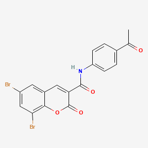 molecular formula C18H11Br2NO4 B7734284 N-(4-acetylphenyl)-6,8-dibromo-2-oxo-2H-chromene-3-carboxamide 