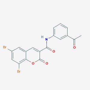 molecular formula C18H11Br2NO4 B7734290 N-(3-acetylphenyl)-6,8-dibromo-2-oxo-2H-chromene-3-carboxamide 