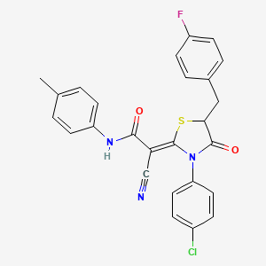 (2Z)-2-[3-(4-chlorophenyl)-5-(4-fluorobenzyl)-4-oxo-1,3-thiazolidin-2-ylidene]-2-cyano-N-(4-methylphenyl)ethanamide