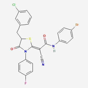 molecular formula C25H16BrClFN3O2S B7734398 (2Z)-N-(4-bromophenyl)-2-[5-[(3-chlorophenyl)methyl]-3-(4-fluorophenyl)-4-oxo-1,3-thiazolidin-2-ylidene]-2-cyanoacetamide 