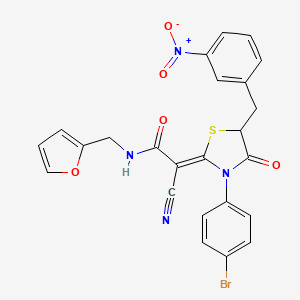 (2Z)-2-[3-(4-bromophenyl)-5-[(3-nitrophenyl)methyl]-4-oxo-1,3-thiazolidin-2-ylidene]-2-cyano-N-(furan-2-ylmethyl)acetamide
