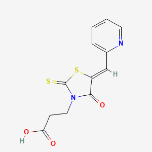 molecular formula C12H10N2O3S2 B7734576 3-[(5Z)-4-oxo-5-(pyridin-2-ylmethylidene)-2-thioxo-1,3-thiazolidin-3-yl]propanoic acid 